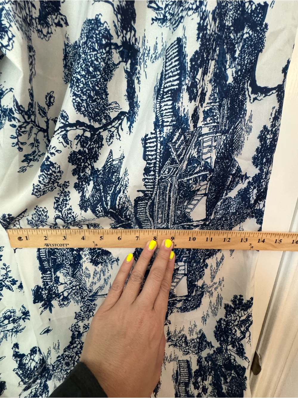 Navy & White Toile Wide-Leg Palazzo Pants - Picture 8 of 9
